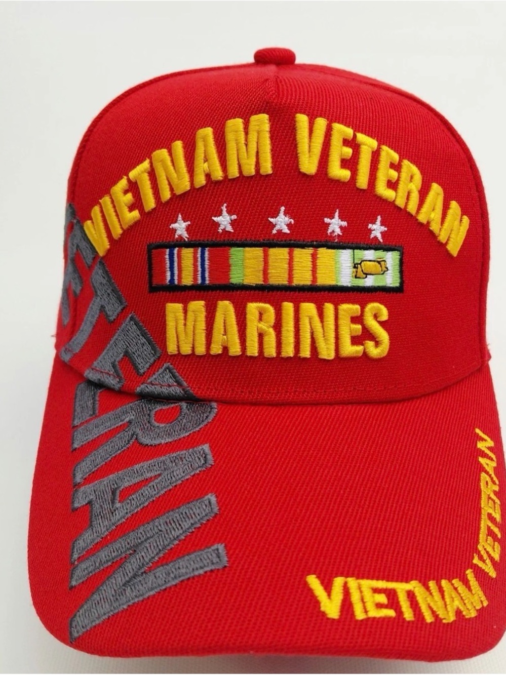 Marines Vietnam Veteran Embroidered Hat Cap Hat Red Strapback